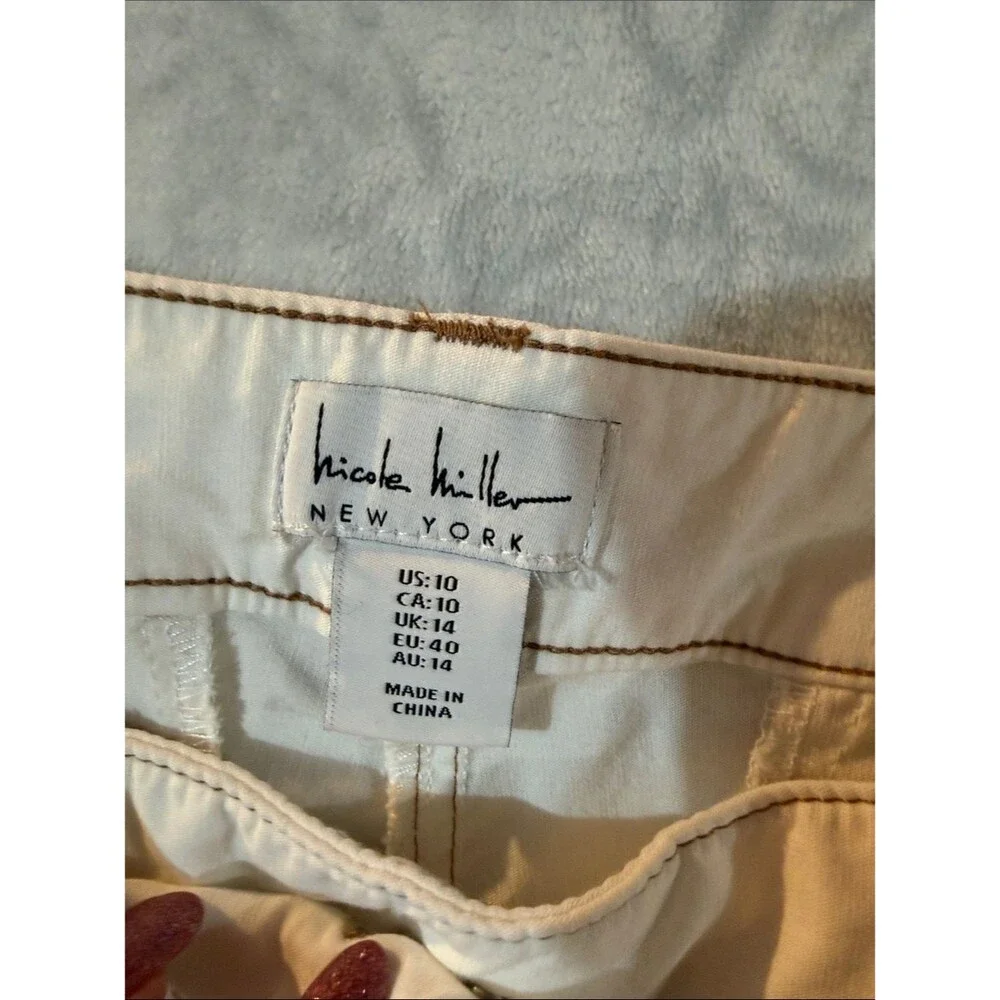 Nicole Miller Cropped White Women's linen/cotton blend Pants Straight Leg. Sz 10